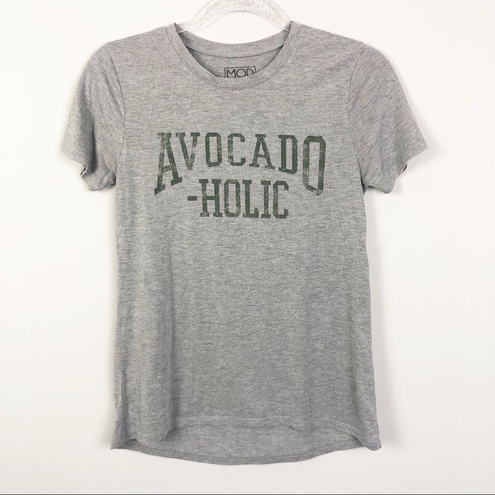 MODERN LUX | Gray Short Sleeve Avocado-Holic Graphic Tee Women’s Size XS